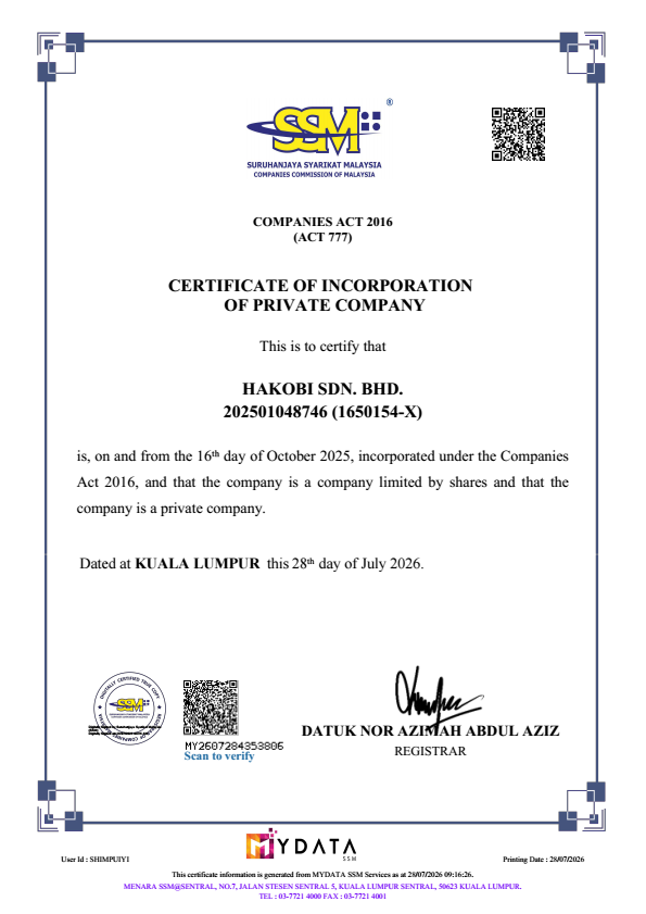 SSM Certificate of Incorporation